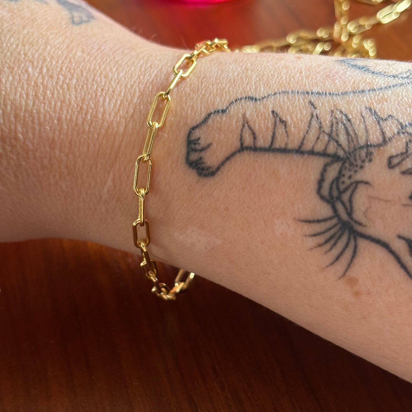 Gold Plated Paperclip Chain Bracelet