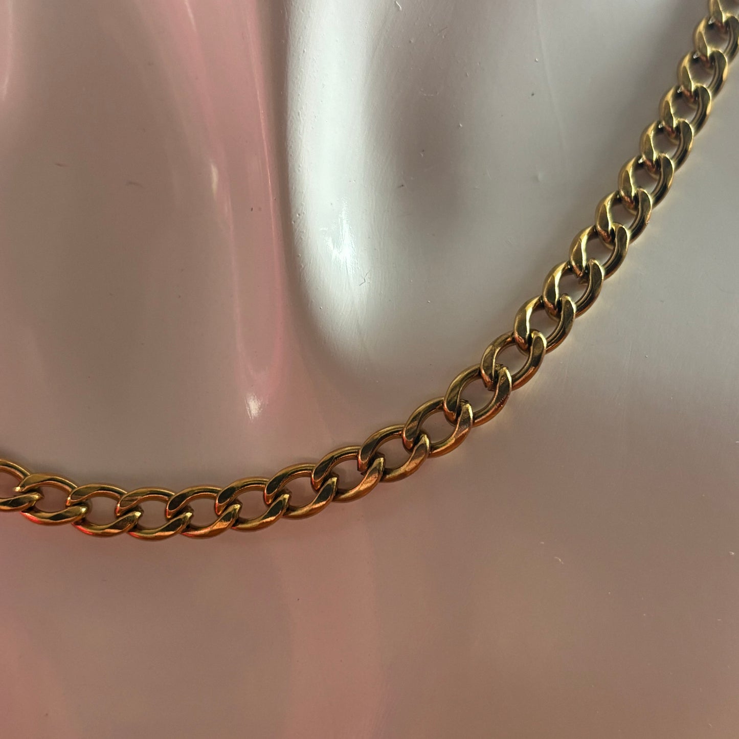 Gold Stainless Steel Curb Chain Necklace (5mm)