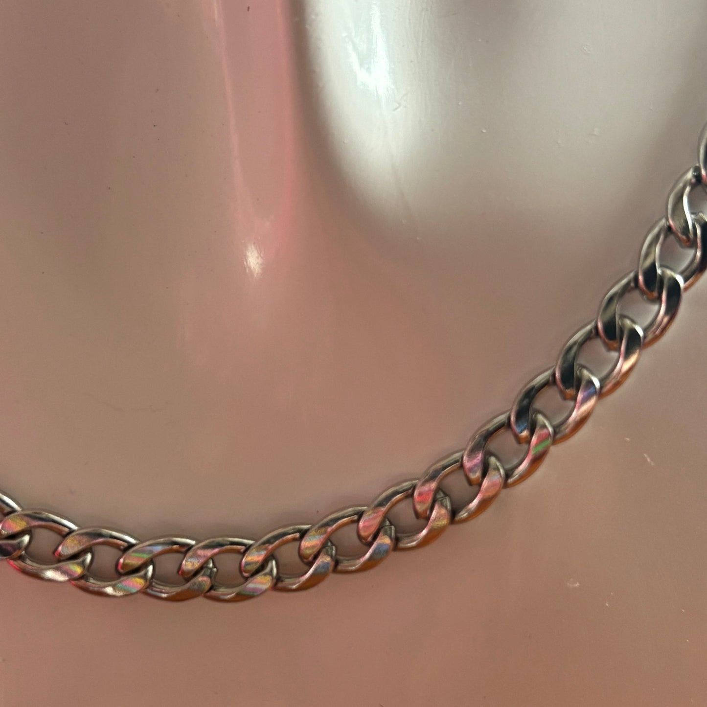 Silver Stainless Steel Curb Chain Necklace