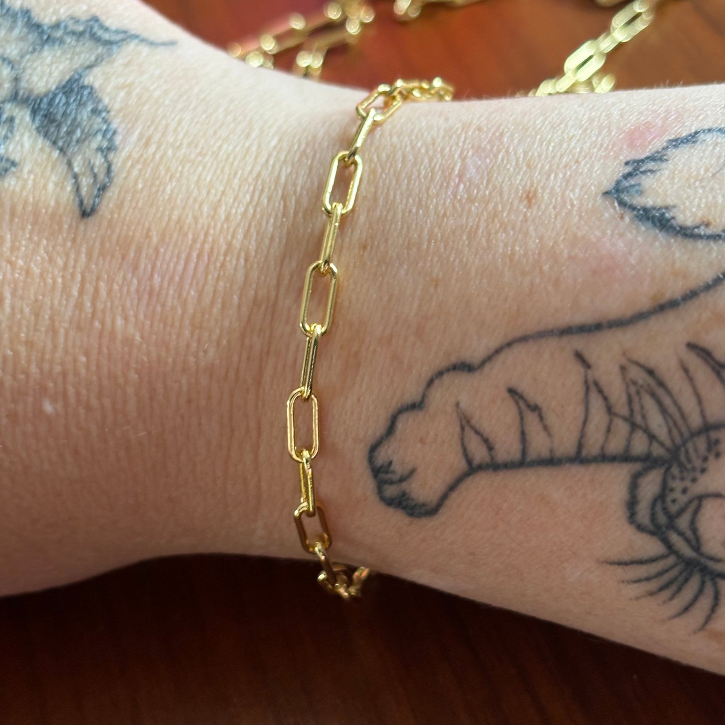 Gold Plated Paperclip Chain Bracelet