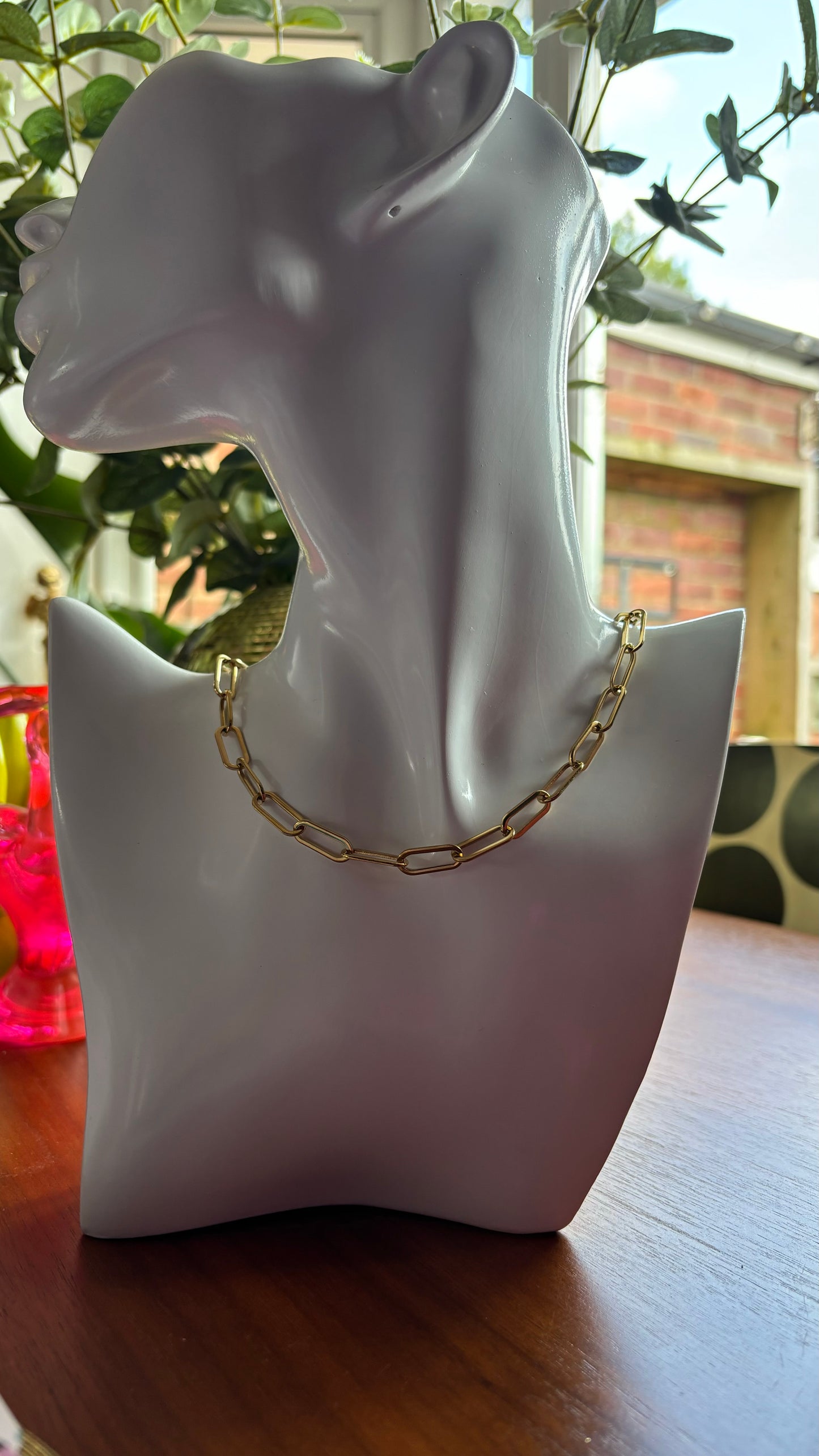 Gold Stainless Steel Paperclip Chain Necklace