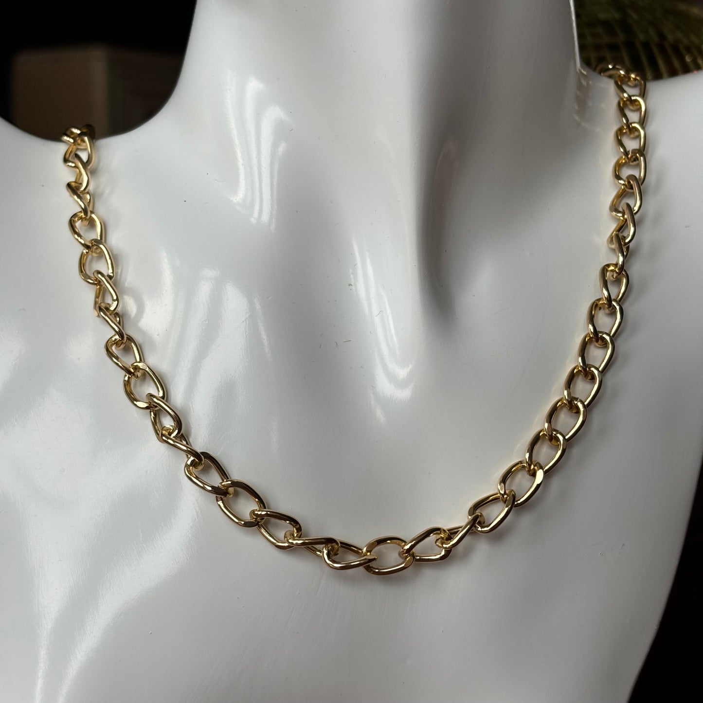 Gold Plated Chunky Curb Chain Necklace