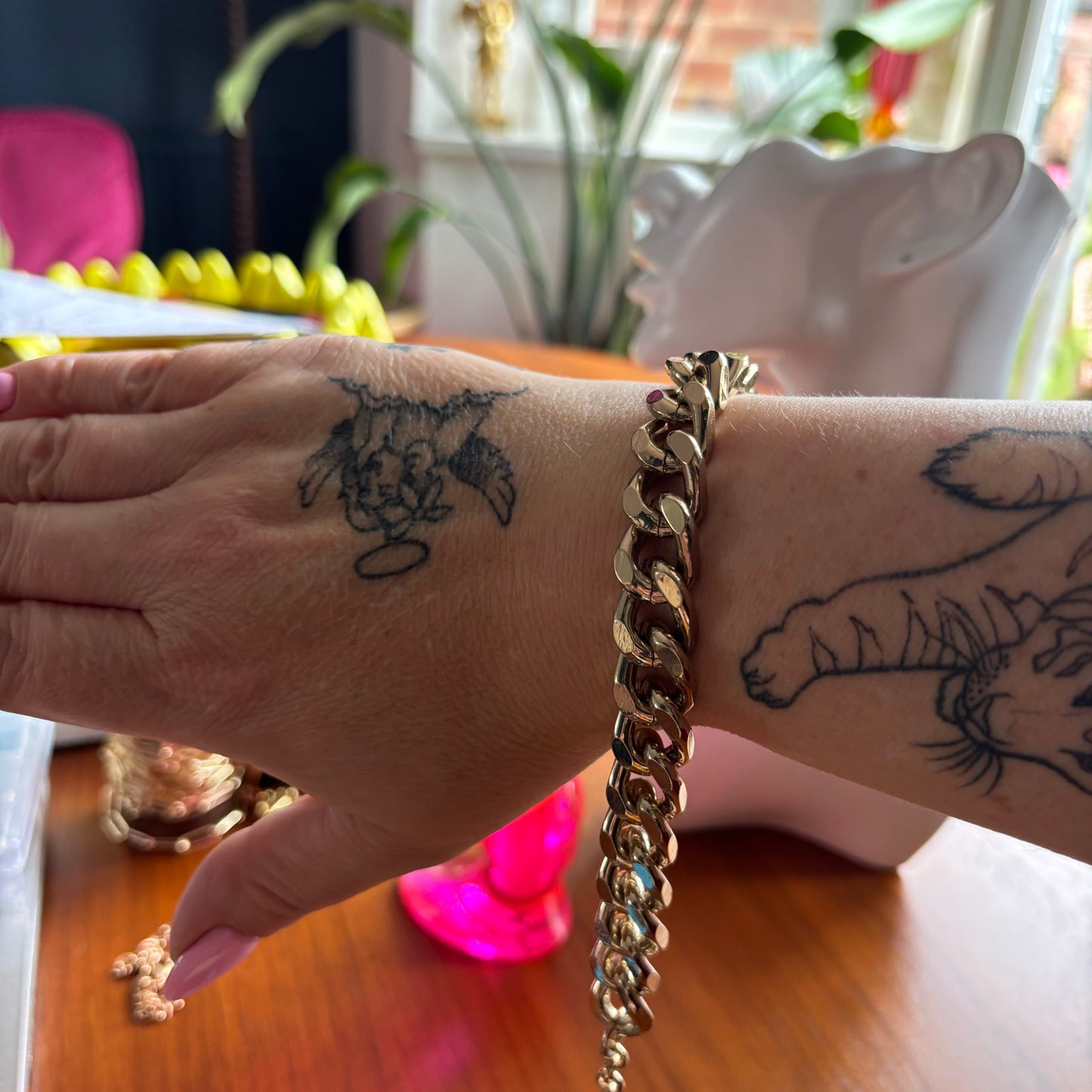 Gold Plated Chunky Curb Chain Bracelet