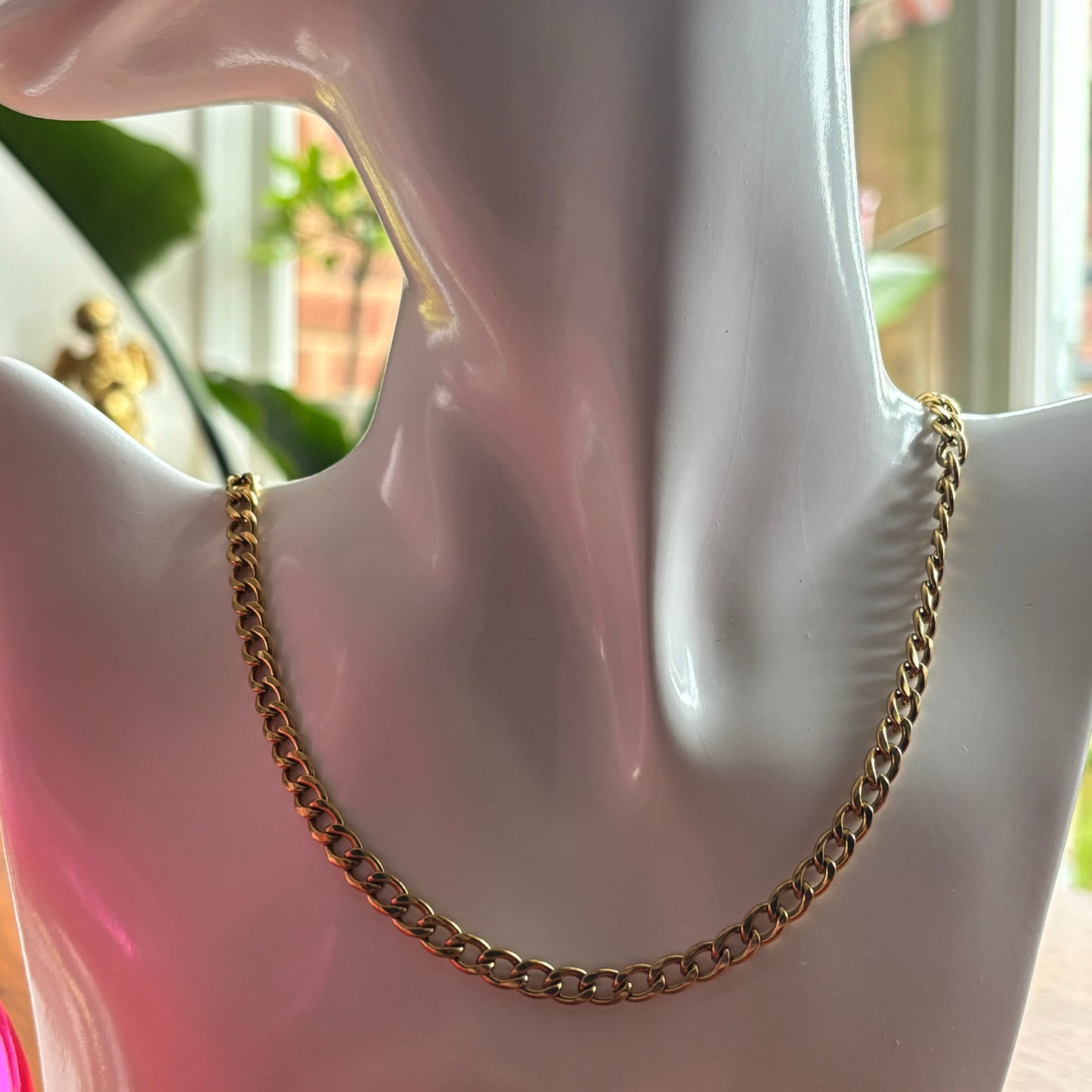 Gold Stainless Steel Curb Chain Necklace (5mm)