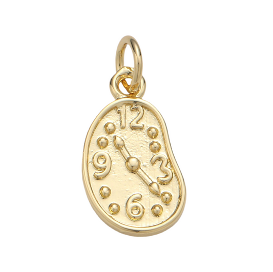 Gold Clock Charm