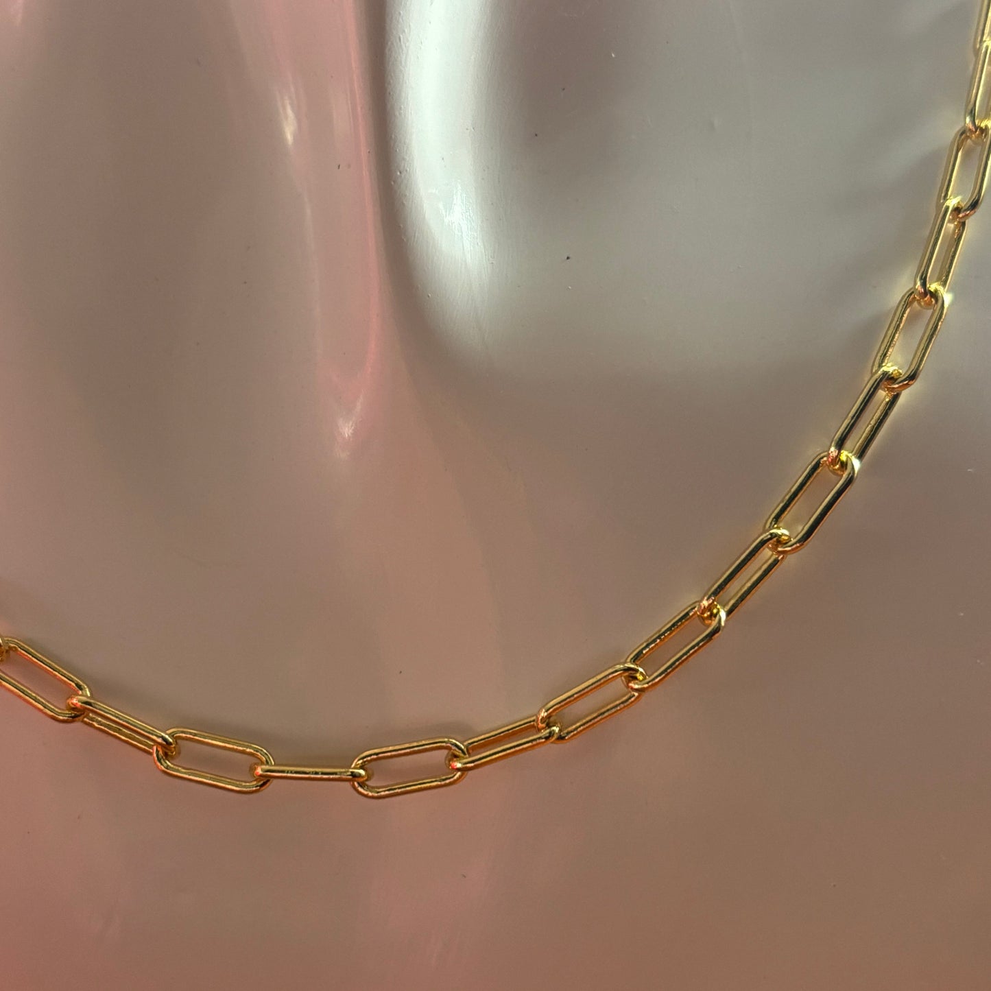 Gold Plated Paperclip Chain Necklace
