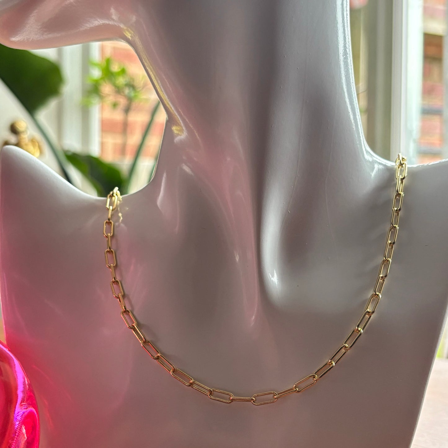 Gold Plated Paperclip Chain Necklace