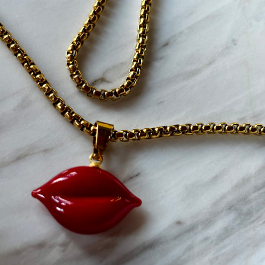 ‘Juicy Red Lip’ Necklace