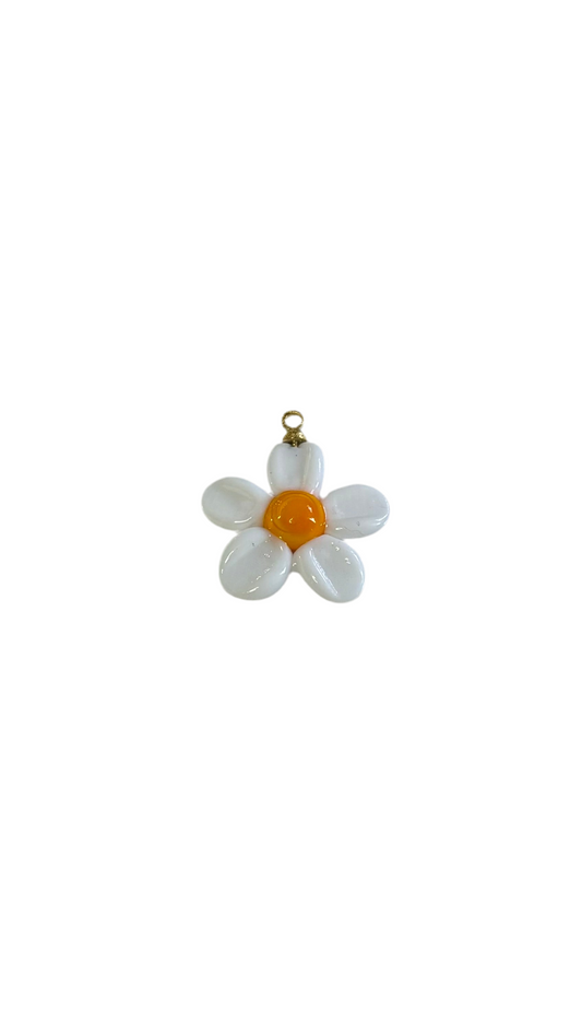Hand Made White Murano Glass Daisy Charm