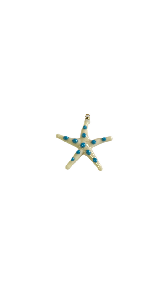 White/Blue Murano Glass Starfish Charm