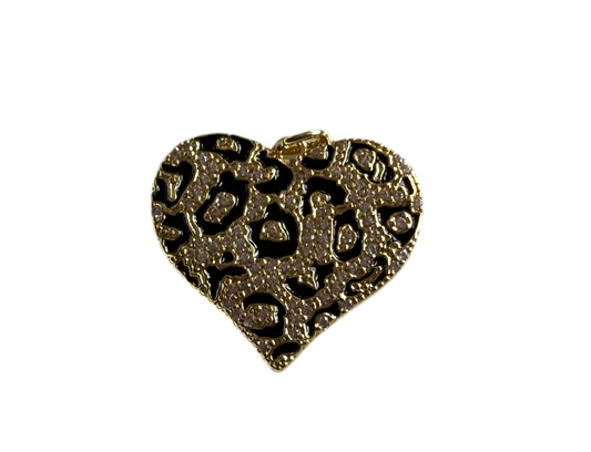 Leopard Print Heart Charm
